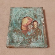 Ikonka prawosławna MB Kazańska w koszulce XXw. carska, żołnierska, podróżna