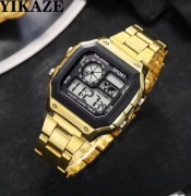 męski zegarek sportowy LED | Wodoodporny, wojskowy zegarek cyfrowy ze stali