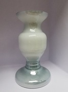 Elegancki szklany wazon – biało-szary, unikatowy, z polskiego szkła