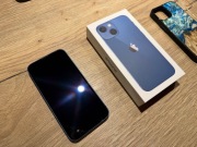 iPhone 13 mini 4 GB / 128 GB Niebieski, BDB+ 2x Etui, pudełko