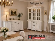 Stylowa Biała Witryna 120` Dąb Prowansalski BEKAS Producent Mebli 