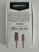 Amazon Basics kabel Lightning – USB-A (nylonowy, Rose Gold, 0,9 m)