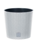 donica z wkładem rattan RATO Round 25xh22cm BIAŁA