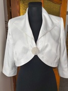 Białe ślubne bolerko żakiet marynarka narzutka Maya r. 38 atlasowe