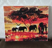 Obraz Słonie o zachodzie słońca