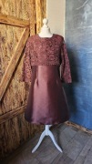 Cutie Minute sukienka koronkowa satynowa midi elegancka wesele L/XL