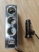 Rozdzielacz samochodowy na 3 porty + USB typu A