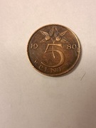 Moneta 5 centow Holandia 1980r