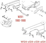 Zestaw tulei do poszerzania błotnikow Mercedes W124 W201 AGM