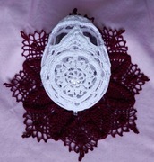 Ażurowa ozdobna pisanka Jajko Zawieszka Duża Biała Handmade 