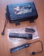 Mocna latarka wojskowa akumulatorowa Led 1000Lm Zoom etui ładowanie USB