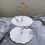 Patera 2 piętrowa, biały marmurek 