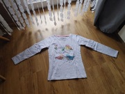 5 10 15 śliczna w paski bluzka ptaszki r. 122cm 6l+ db+