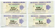 Bilety MZK Szczecin 44gr/4400zł, 50gr/5000zł, 60gr/6000zł, 1zł/10000zł rekl