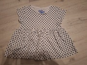 Luźna bluzka r.134, 9lat biała kropki dla tęższej budowy ciała wiosna lato