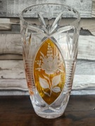 Duży kryształowy wazon SZKŁO VINTAGE BURSZTYNOWY