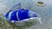 Szklany średni delfin artystyczny ręcznie formowane szkło barwione