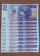 20 ZŁOTYCH UNC BANKNOTY 2016 SERIE AR BB BR BG UNC