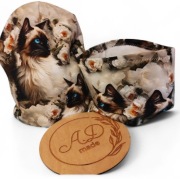 Zestaw komplet czapka komin jednowarstwowy wiosenny Kot w kwiatach 