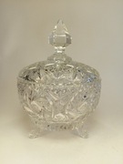 Stary kryształ, bomboniera. Żardiniera. 24%PbO Szkło z kopułą. 21cm, nóżki.