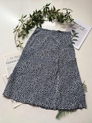 Granatowa spódnica midi z wcięciem floral print 38 M