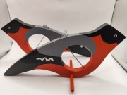 Figurka ptak zimowy gil rudzik drewniana zawieszka dekoracja handmade 