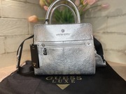 Torebka srebrna Guess Luxe skóra naturalna 