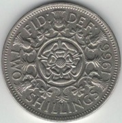 Wielka Brytania 2 szylingi two shillings (floren) 1966 28,4 mm - nr 1