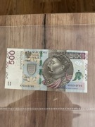 banknot 500zł UNC rok 2017 serii AH0269766