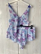 Błękitna prześwitująca piżama w fioletowe motyle ASOS design 46