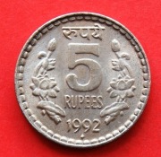 5  Rupii  1992  B r  -   Indie   Kwiat Lotosu   stan !!