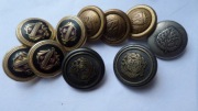10 metalowych ozdobnych guzików.Zestaw.Liberia,Herbowe..Stare
