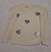Sweterek C&A dziewczynka cekiny serduszka 140