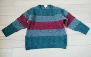 Sweter dziecięcy zielono-czerwony vintage 70/80