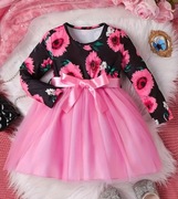 Nowa piękna sukienka kwiaty tiul kokardka 