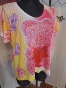 Sweterek oversais miś kwiaty krótki rękaw wyprzedaż 