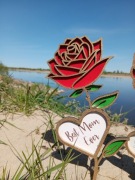 BME |Drewniana Róża na Dzień Matki  | Prezent dla Mamy | Ozdoba z Serca