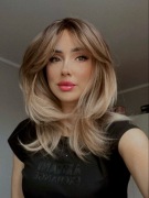 Peruka włosy karmelowe damska dla kobiet nowa ombre brąz blond premium