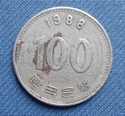 Moneta Korea Południowa 100 wonów 1988