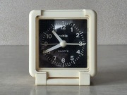Budzik kwarcowy Ruhla Made in GDR PRL vintage design, podróżny, sprawny