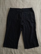 Granatowe lniane spodnie krótkie spodenki szorty M&S 44 jak nowe