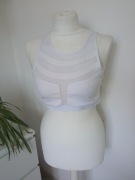 Damski elastyczny crop top stanik sportowy biały z siateczką r M