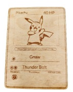 Karta Pokemon Pikachu grawerowana sklejka 10x7,5 cm kolekcja