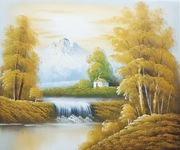 Pejzaż jesienny z górami 