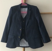 MARKS&SPENCER granatowy garnitur chłopięcy (len/bawełna) 5-6 lat (116cm)