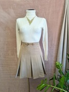 Beżowa klasyczna elegancka spódnica mini trapezowa r. XXL