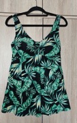 strój kąpielowy jednoczęściowy tankini sukienka  monstera zielony XL/44
