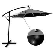 PARASOL OGRODOWY DUŻY REGULOWANY 24 LED SOLAR UV 50+ CHICAGO 270CM SZARY