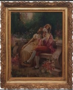 Stary obraz olejny - Scena romantyczna