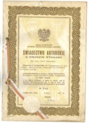 Świadectwo autorskie o dokonaniu wynalazku 1967r. 